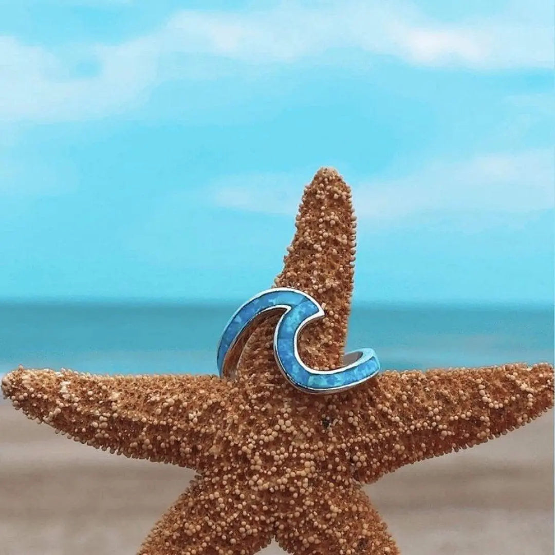 Pierścień Ocean Waves wykonany z opalu i srebra