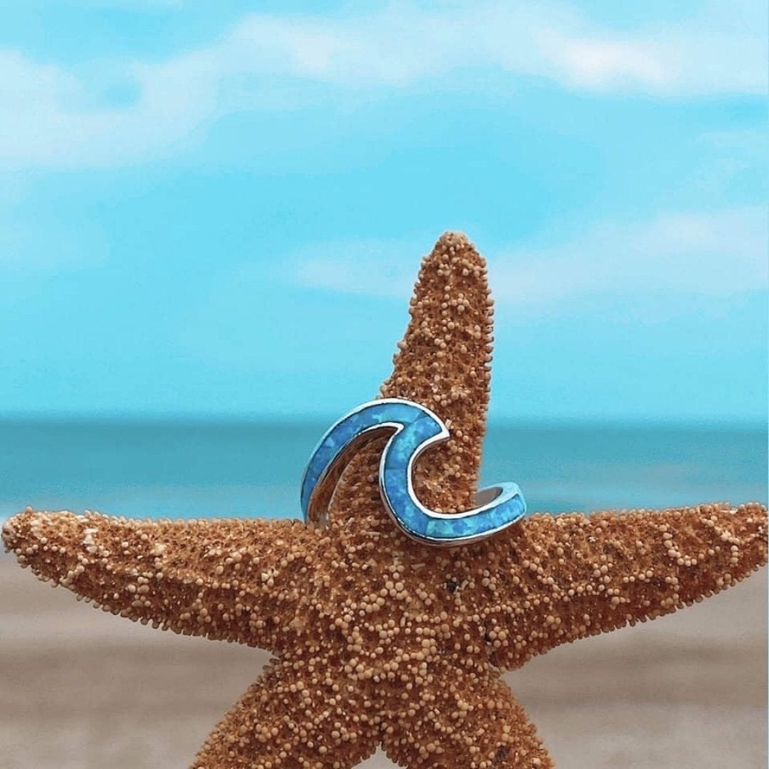 Pierścień Sea Wave wykonany z opalu i srebra