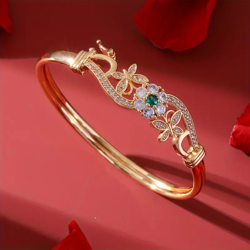 Bransoletka z cyrkonii złota i ziele kryształy