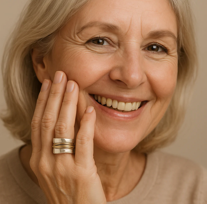 Srebrny pierścień z złotymi nitkami