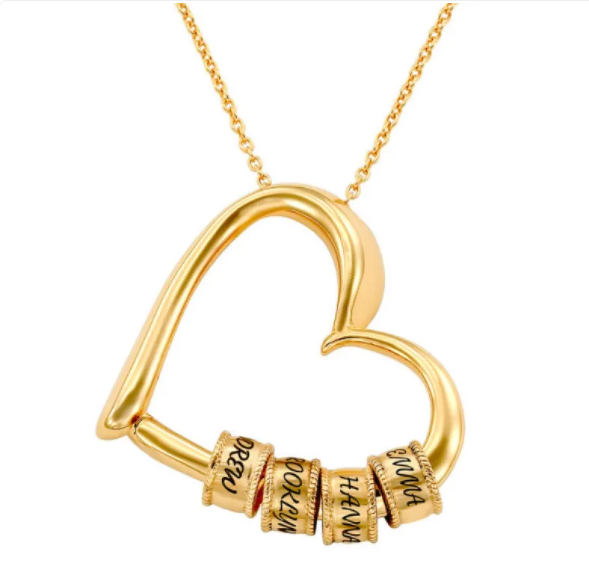 Spersonalizowany naszyjnik z sercem z możliwością mocowania pierścieni i grawerowania dowolnej nazwy