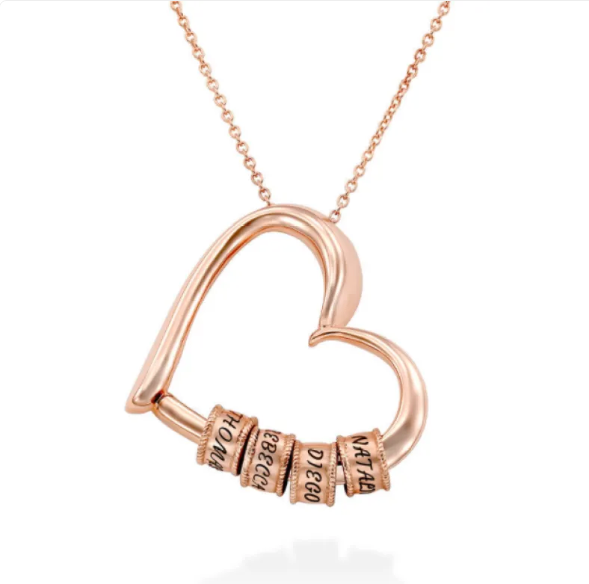 Spersonalizowany naszyjnik z sercem z możliwością mocowania pierścieni i grawerowania dowolnej nazwy