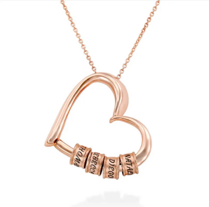 Spersonalizowany naszyjnik z sercem z możliwością mocowania pierścieni i grawerowania dowolnej nazwy