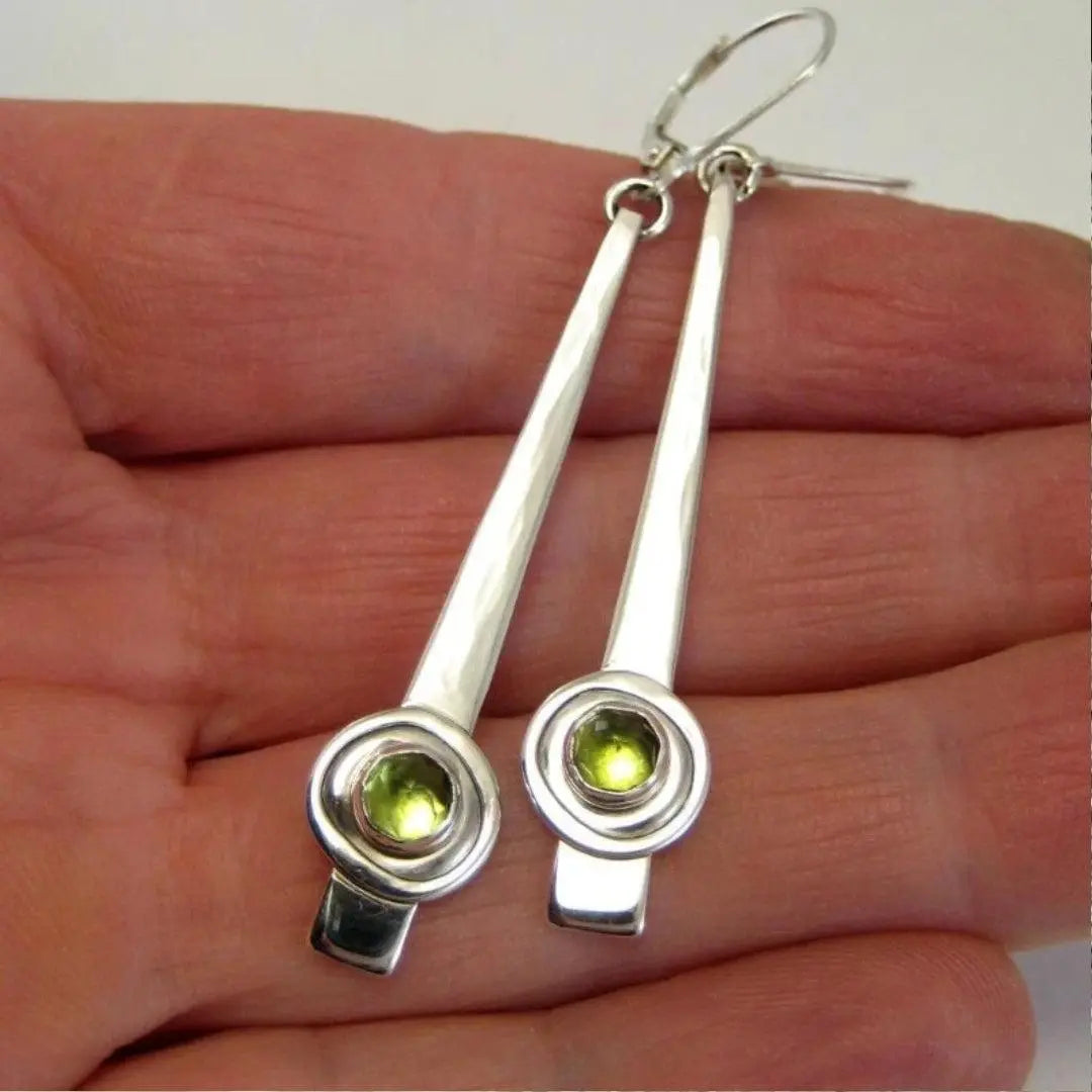 Vintage'owe kolczyki z żółtym kryształem w srebrze