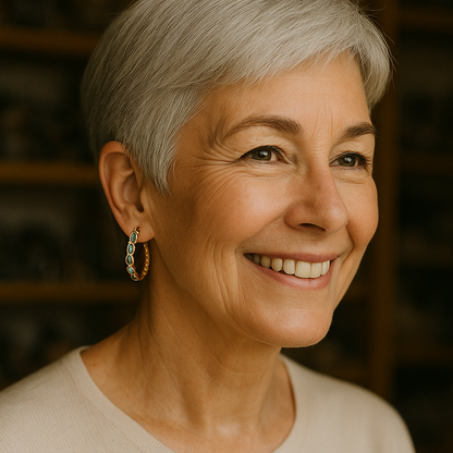 Vintage'owe niebieskie opalowe złote kolczyki koła