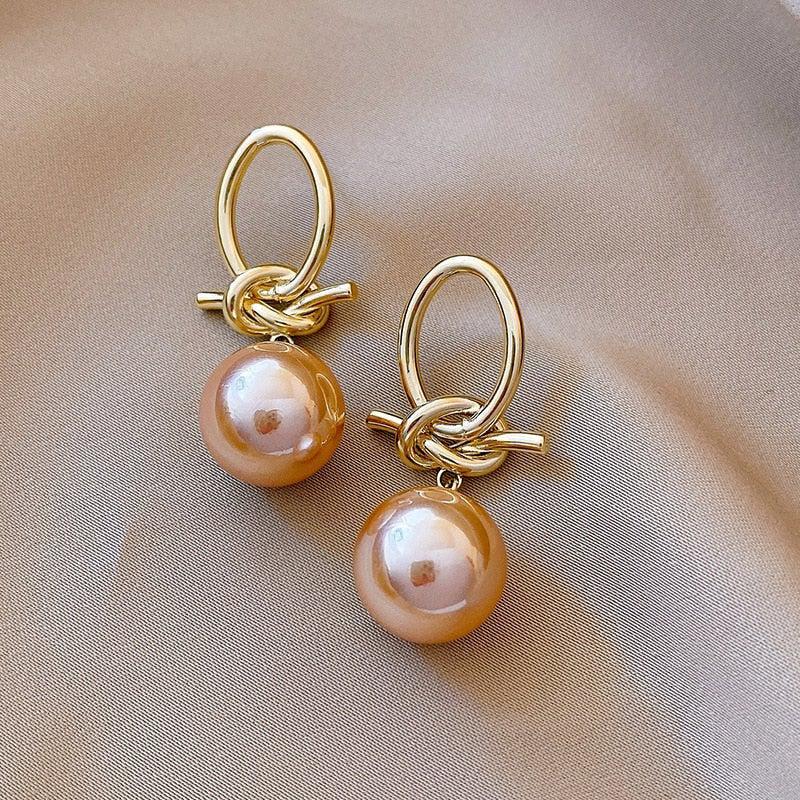 Gold Pearl Drop Earrings