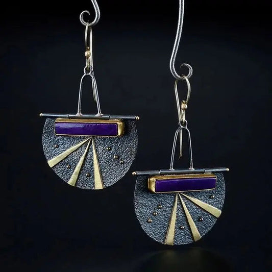 Niebieskie vintage'owe kolczyki z projekcją