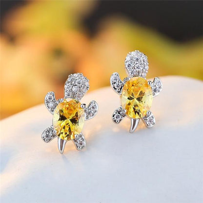 Kolczyki z żółwia morskiego wykonane z cyrkonu i srebra